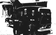 The carry-all van in which Gordon King and companions made their way to Kabul, the author at right. Others pictured are, at left, Abdul the drive and a Red Cross official