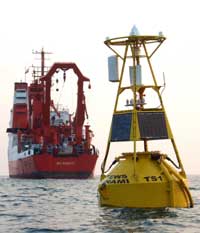 This buoy is part of a tsunami warning system developed by GITEWS